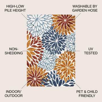 Crisantemo Floral High-low Indoor/outdoor Area Rug